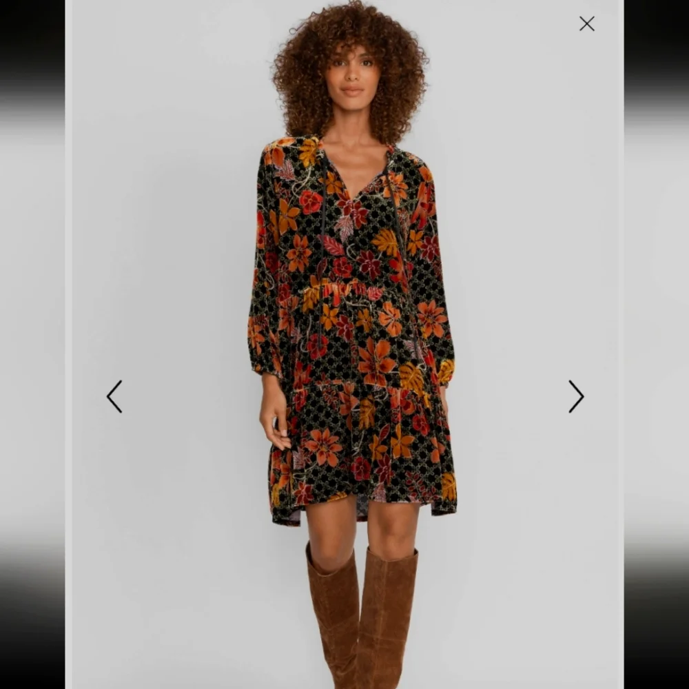 JOHNNY WAS JASMOON FLORE VELVET/SILK FIELD TIERED DRESS SIZE L BNWOT - Picture 1 of 14